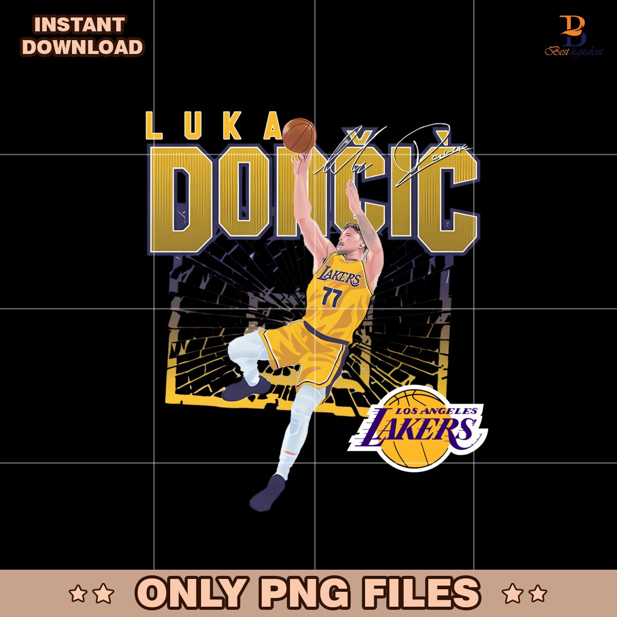 Luka Doncic Los Angeles Lakers Shattered Png