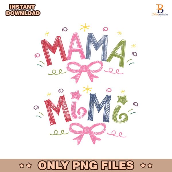 Mama Mimi Coquette Bow Crayon Drawn Style PNG