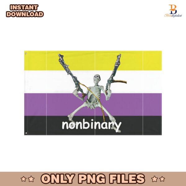 Nonbinary Skeleton Warrior Flag PNG
