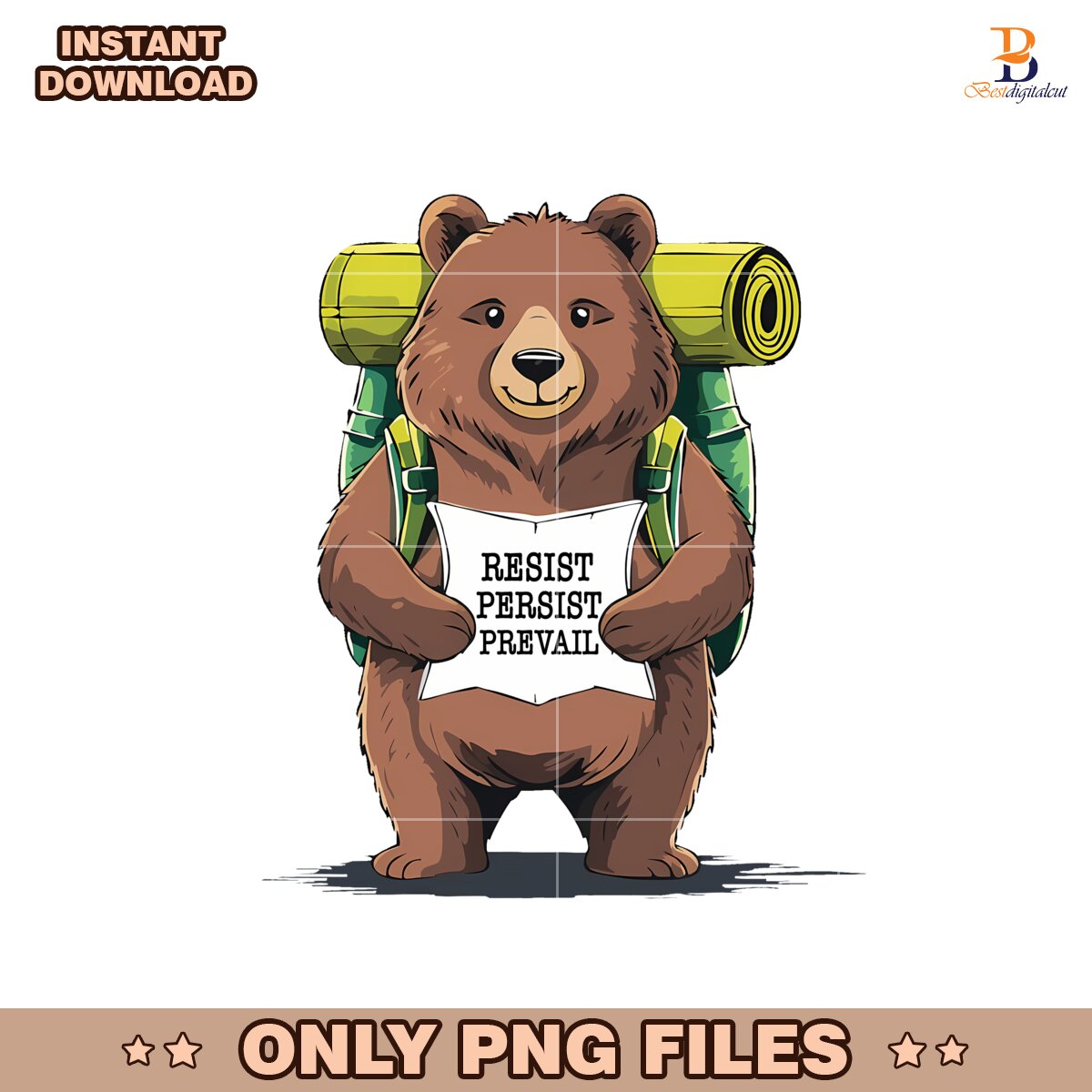 Resist Persist Prevail Bear Anti Trump Design Png