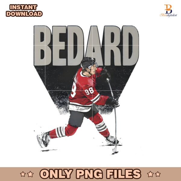 Retro Bedard Chicago Hockey Player PNG