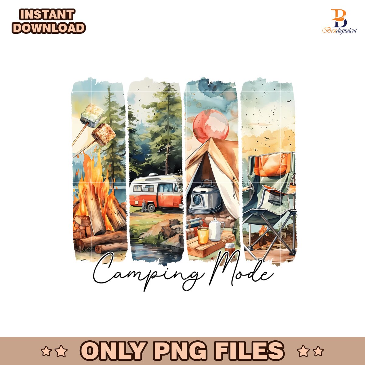 Retro Camping Mode Summer Family Adventure Png