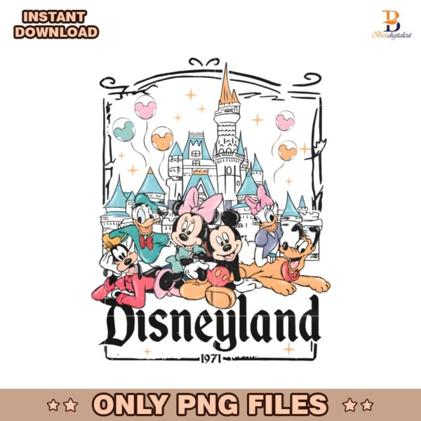 Retro Comfort Colors Disney Castle Mickey And Friend PNG
