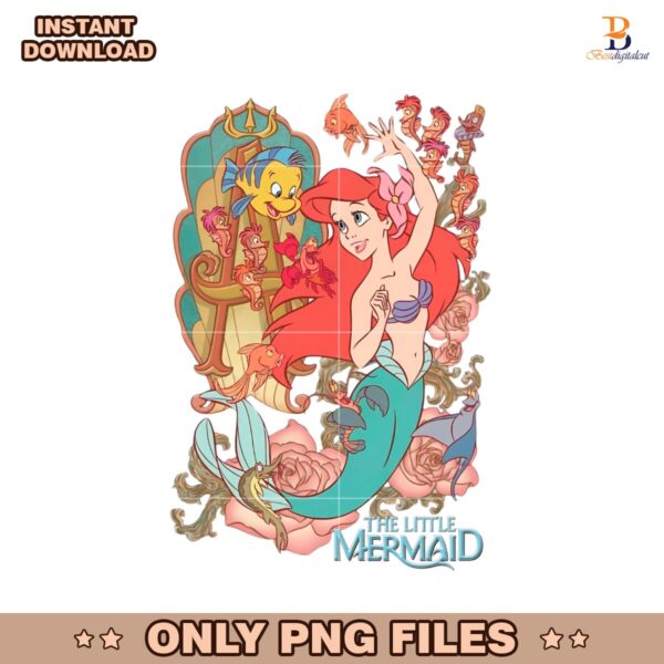 Retro Disney The Little Mermaid Ariel PNG
