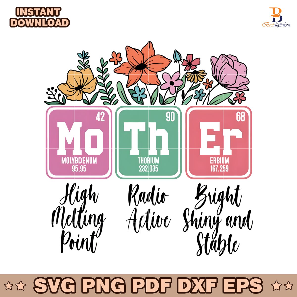 Retro Floral Mother Element SVG