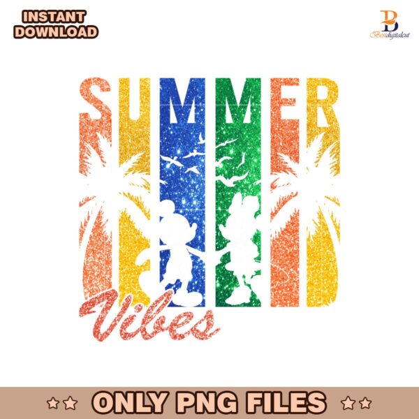Retro Glitter Summer Vibes Mickey And Friends  PNG
