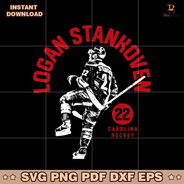 Retro Logan Stankoven 22 Carolina Hurricanes Hockey SVG