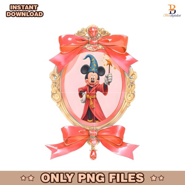 Retro Mickey Mouse Wizard Disney Magic Mirror Coquette Bow PNG