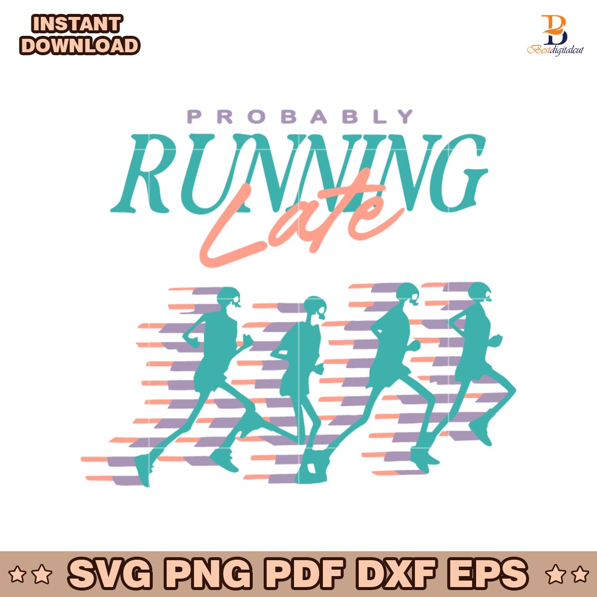 Retro Probably Running Late Skeleton Running SVG