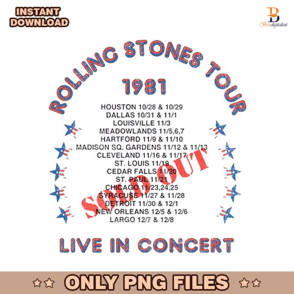 Retro Rolling Stones Tour 1981 Live In Concert PNG
