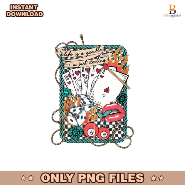 Retro Turquoise Western Country Life Is A Gamble PNG