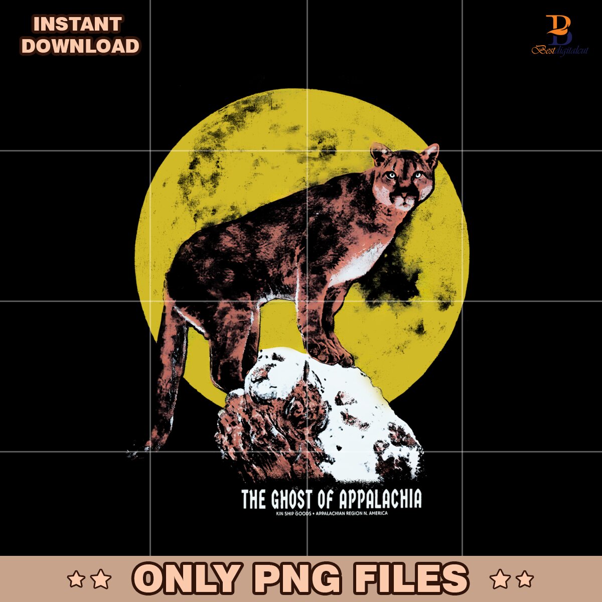 Retro Vintage Ghost Of Appalachia Eastern Cougar PNG