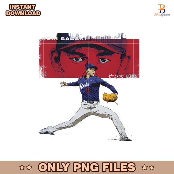 Roki Sasaki Los Angeles D Stare Baseball Png