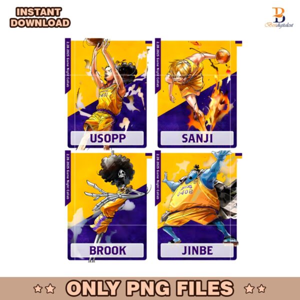 Usopp Sanji Brook Jinbe Los Angeles Lakers X One Piece PNG