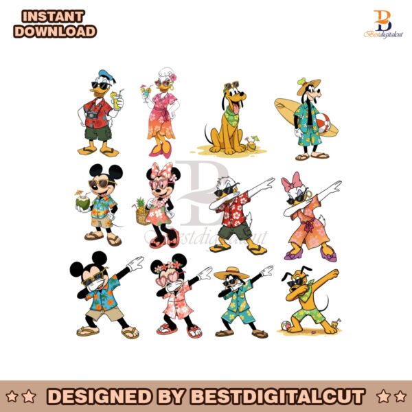 Vintage Cartoon Character In Summer PNG Bundle