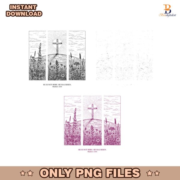 Vintage Christian Easter Cross He Is Risen  PNG