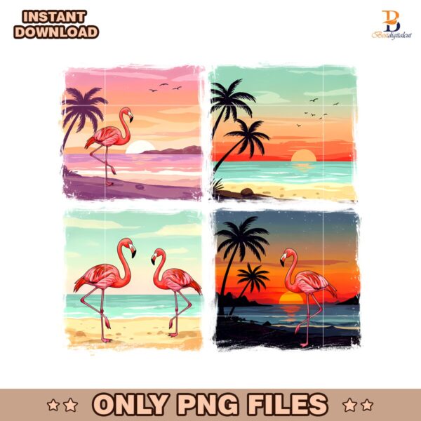 Vintage Flamingo Summer Beach Hello Summer PNG