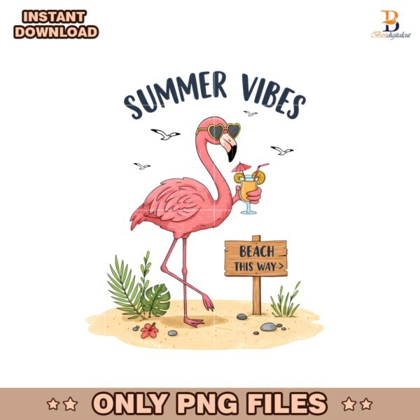 Vintage Flamingo  Summer Vibes PNG