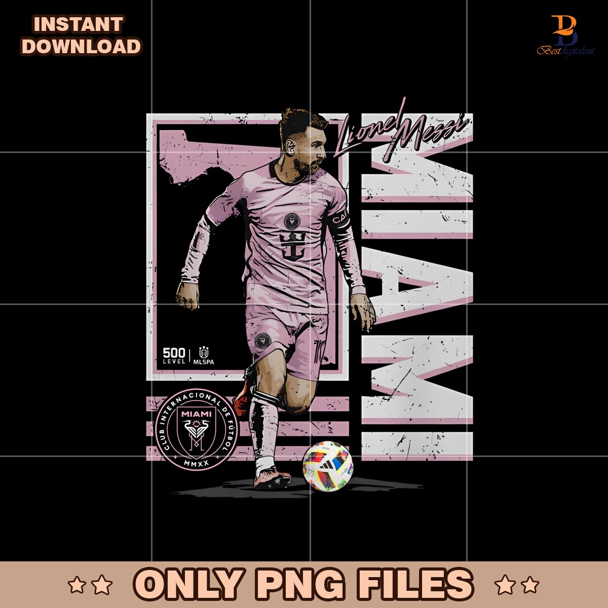 Vintage Lionel Messi Black Inter Miami CF State Png