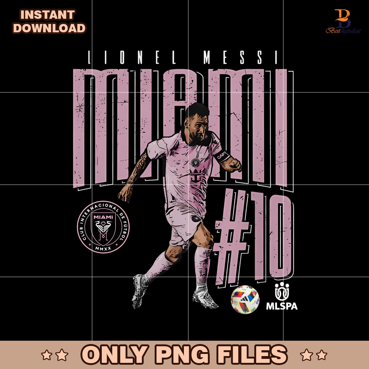 Vintage Miami CF Lionel Messi Major League Soccer Png