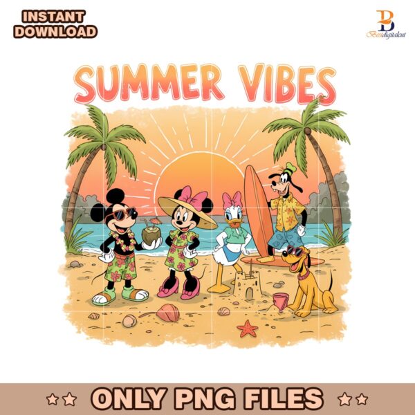 Vintage Mickey And Friends In Summer PNG