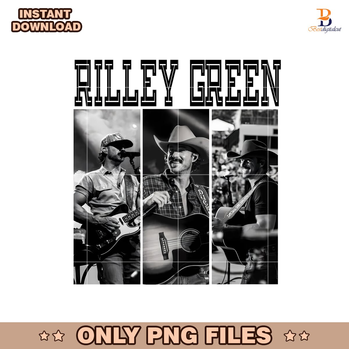 Vintage Riley Green Country Music Png Sublimation
