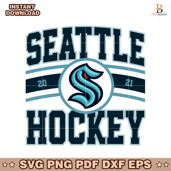 Vintage Seattle Kraken Hockey Logo 2021 SVG