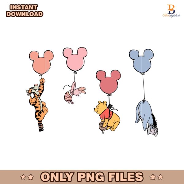 Vintage Winnie The Pooh Balloon Cartoon PNG