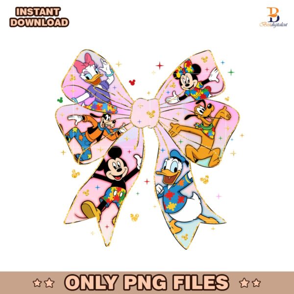 Watercolor Mickey  And Friends Coquette Bow PNG