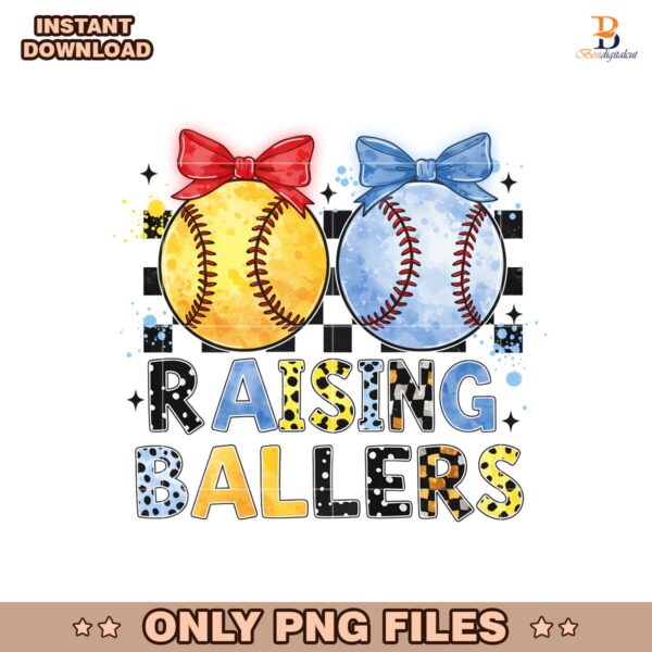 Watercolor Raising Ballers Softball Mom PNG