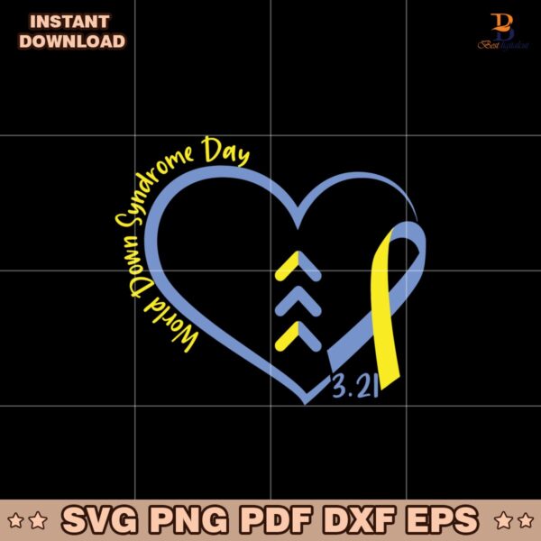 World Down Syndrome Day Heart Ribbon Awareness Svg