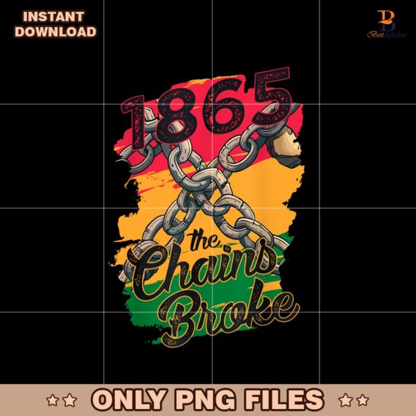 1865 The Chains Broke Juneteenth Png Sublimation