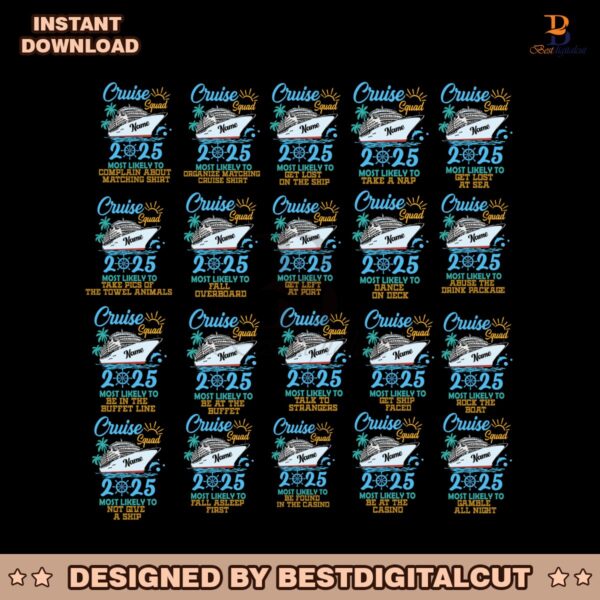 20 Files Custom Name Quotes Cruise Crew 2025 Bundle Png