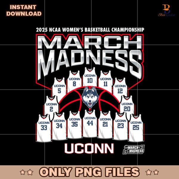 2025 March Madness Uconn Basketball PNG