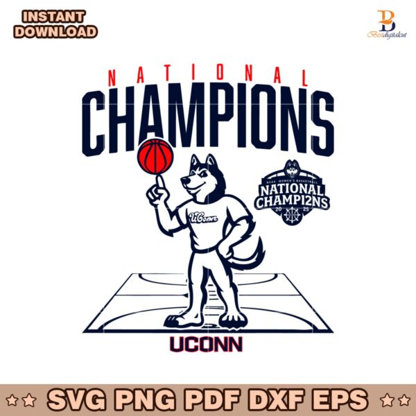 2025 Ncaa Champions Mascot Uconn Womens Basketball SVG