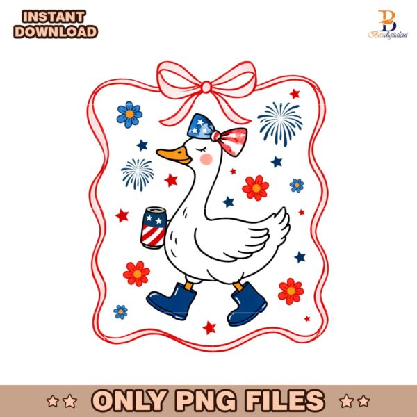 America Coquette Goose 4Th July Bows PNG