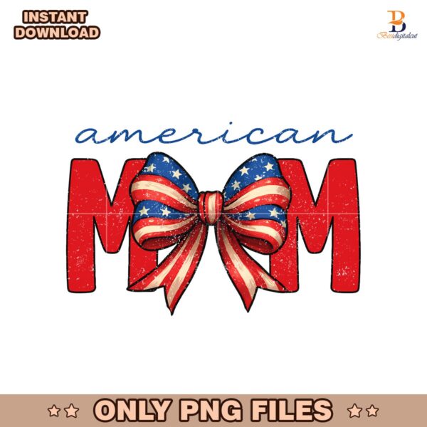 American Mom Girly Coquette Bow Patriotic Png