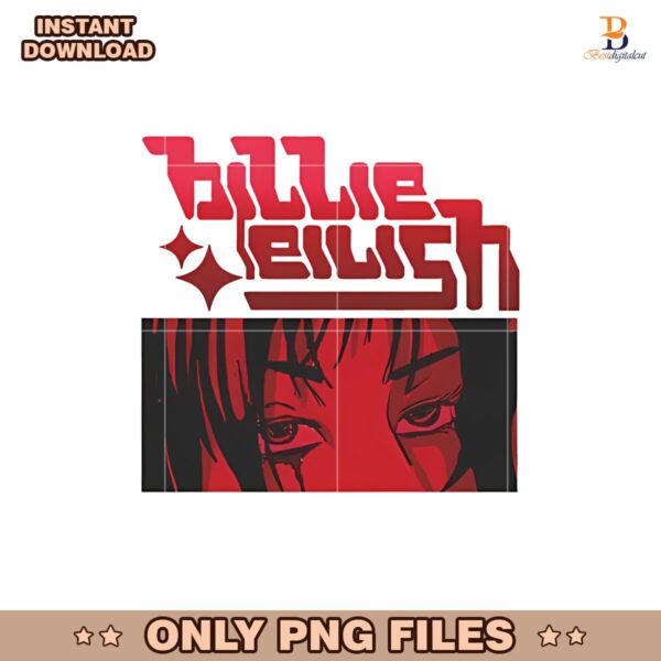 Anime Style Billie Eilish Red Aesthetic PNG