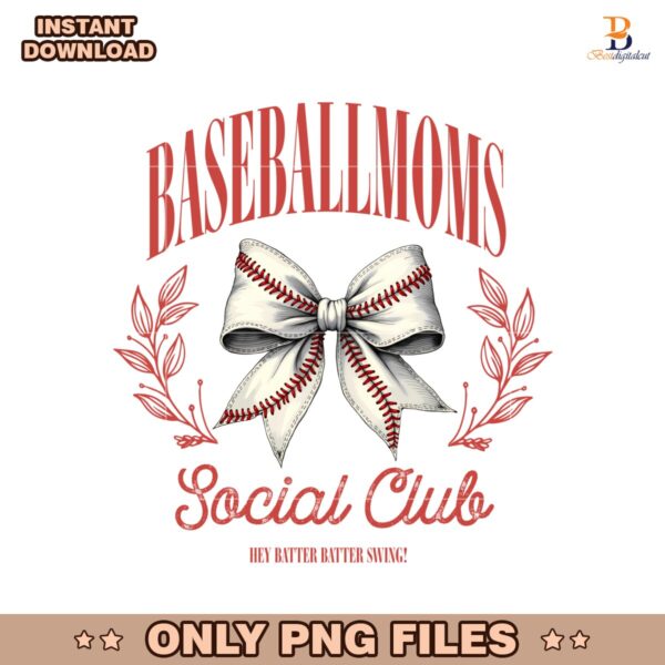 Baseball Moms Social Club Coquette Bow Png
