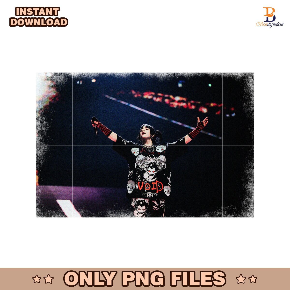 Billie Eilish At Arena Show Vintage Design Png