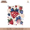 Boho 4th of July Preppy Strawberries Patriotic Bow Png