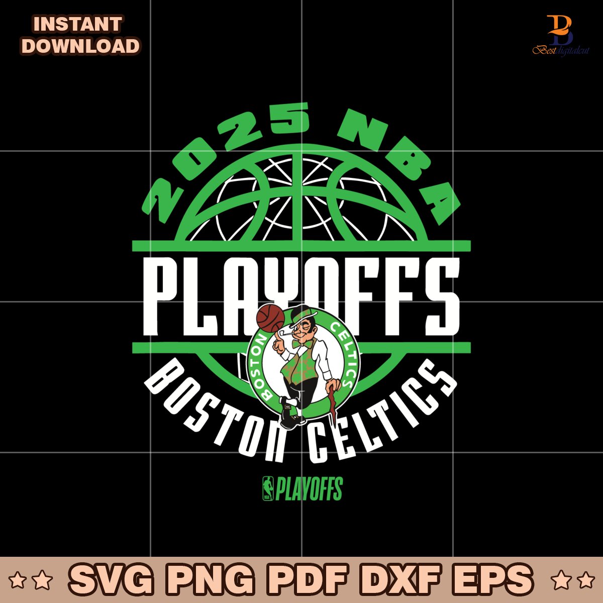Boston 2025 Playoffs NBA Game Time Basketball Svg