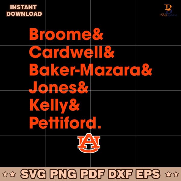 Broome Cardwell Baker Mazara Jones Kelly Pettiford Auburn SVG