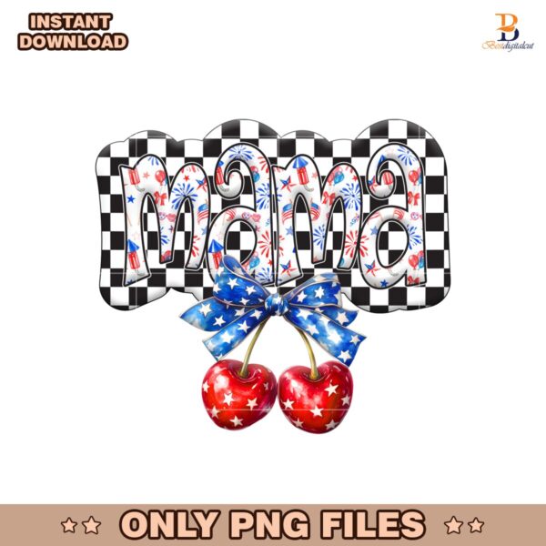 Cherry Bow Coquette Mama Patriotic America PNG