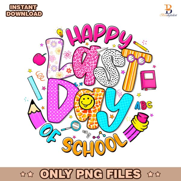 Colorful Happy Last Day Of School Icons PNG