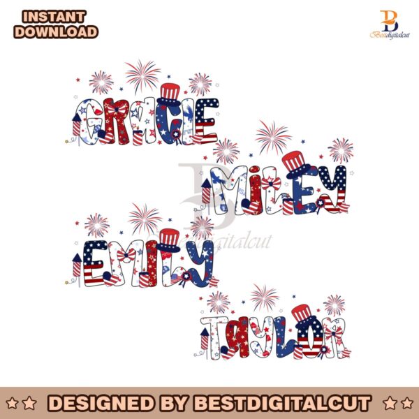 Custom 4Th Of July Patriotic Name PNG