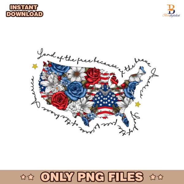 Floral America Map Land Of The Free Land Png