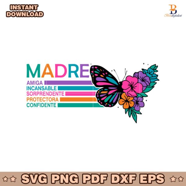 Floral Butterfly Madre Definition Happy Mothers Day SVG