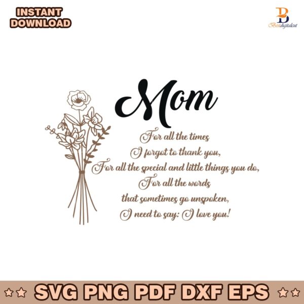 Floral Mothers Day Sign For Mom Thank You Svg