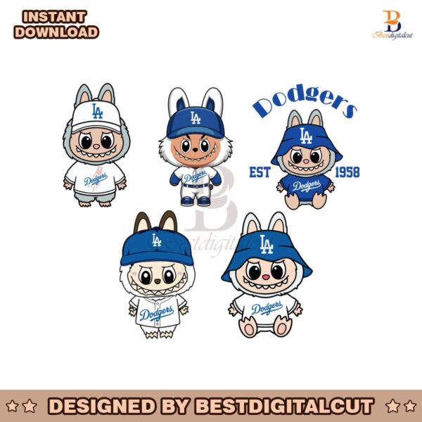 Funny Labubu Los Angeles Dodgers Baseball Png Bundle